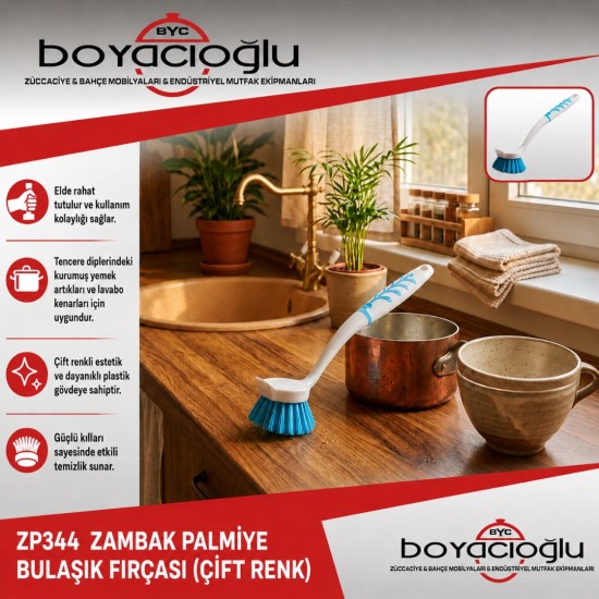 ZP344 ZAMBAK PALMİYE BULAŞIK FIRÇASI (ÇİFT RENK )
