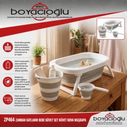 ZP464 ZAMBAK KATLANIR BEBE KÜVET SET KÜVET KOVA MAŞRAPA