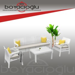 VİOLET SANTANA 3LÜ RATTAN OTURMA TAKIMI-BEYAZ