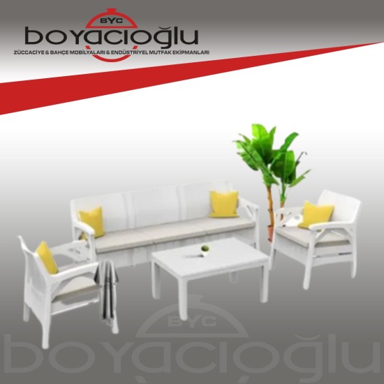 VİOLET SANTANA 3LÜ RATTAN OTURMA TAKIMI-BEYAZ VİOLET SANTANA 3LÜ RATTAN OTURMA TAKIMI-BEYAZ