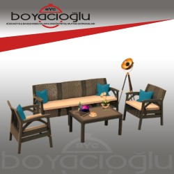 VİOLET SANTANA 3LÜ RATTAN OTURMA TAKIMI-KAHVE