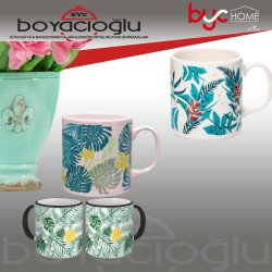 KERAMİKA SİLİNDİK BOTANİK KUPA BARDAK