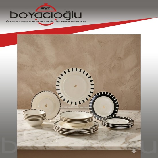 KARACA ELEGANCE BONE 50.YIL KORE 24 PRÇ YEMEK TAKIMI