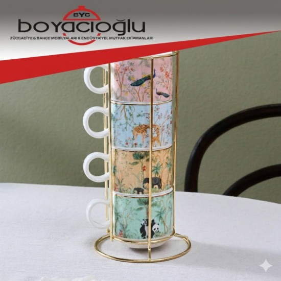 KARACA LAVİNYA 4LÜ STANDI KUPA SET