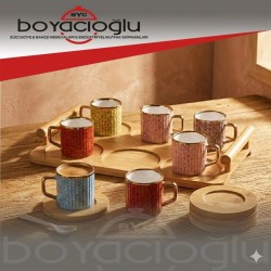 KARACA BAMBU TEPSİLİ 6LI KAHVE FİNCAN TK