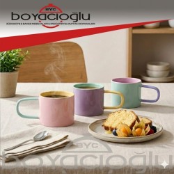 KARACA DORA MUG KUPA BARDAK PEMBE YEŞİL MOR