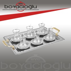 KARACA NEHİR TEPSİLİ ÇAY SET 19PRÇ