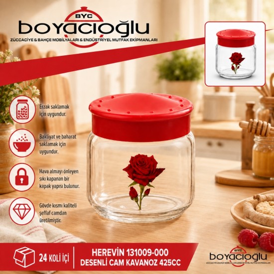 HEREVİN 131009-000 DESENLİ CAM KAVANOZ 425CC