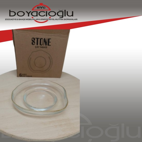 GLASSCOM 14181 STONE ÇAY TABAK 6LI GLASSCOM 14181 STONE ÇAY TABAK 6LI