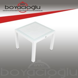 NOVUSSI 90X90 CAMLI MASA BEYAZ