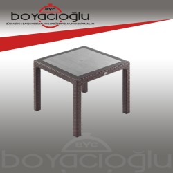 NOVUSSI 90X90 CAMLI MASA KAHVERENGİ