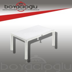 NOVUSSI 90x150 CAMLI MASA BEYAZ