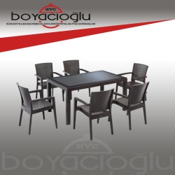 NOVUSSI LİVERNO 6LI RATTAN SET KAHVERENGİ