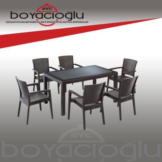 NOVUSSI LİVERNO 6LI RATTAN SET KAHVERENGİ