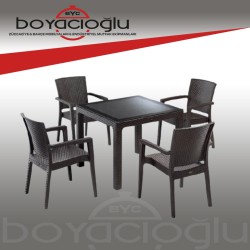 NOVUSSI ZENİT 4LÜ RATTAN SET KAHVERENGİ