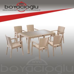 NOVUSSI LİVERNO 6LI RATTAN SET CAPPUCCINO