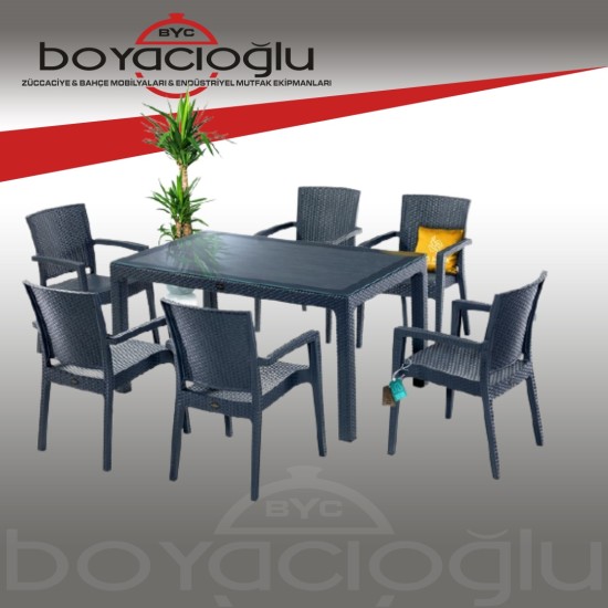 NOVUSSI LİVERNO 6LI RATTAN SET ANTRASİT