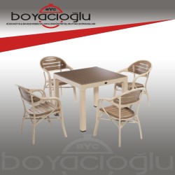NOVUSSİ BAMBOO 4'LÜ SET CAPPUCINO-ÇÖL KAHVE