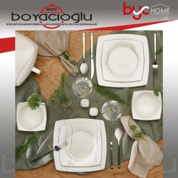 KARACA LUVI CREAM KARE YEMEK TAKIMI 60 PRÇ