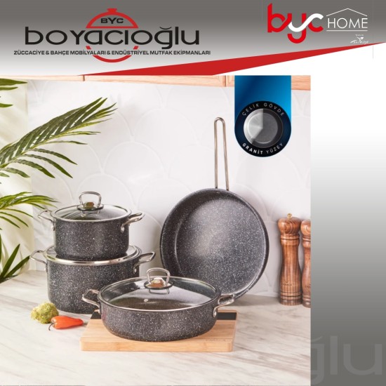 KARACA BİOGRANİT STEEL PLUS 7 PRÇ TENCERE SETİ