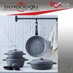 KARACA MARLON BİOGRANİT DÖKÜM TENCERE SETİ GREY 7 PRÇ