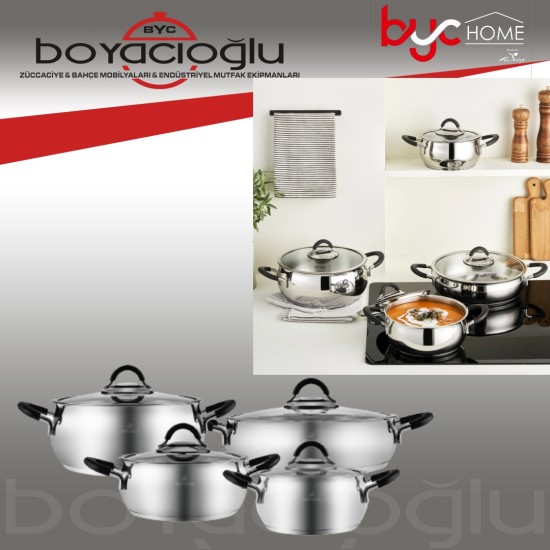 KARACA OYSTER 8PRÇ ÇELİK TENCERE SETİ BLACK