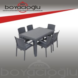 MEVSİM CAMLI RATTAN MASA TAKIMI-ANTRASİT