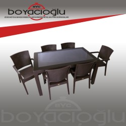MEVSİM CAMLI RATTAN MASA TAKIMI-KAHVE