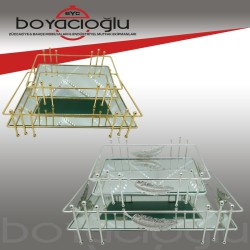 JOKER KARE ÇUBUKLU AYNALI TEPSİ 2Lİ