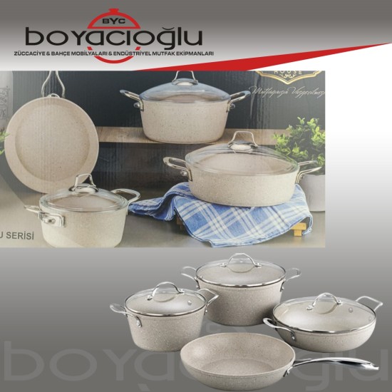 TUNA BURCU GRANİT TENCERE SET 7PRÇ METAL KULB