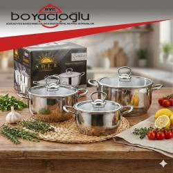 SOLE SAMİRA ÇELİK TENCERE SETİ 16-18-20 6PRÇ