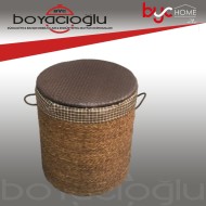 DERİLİ HASIR TEKLİ KİRLİ SEPETİ YUVARLAK