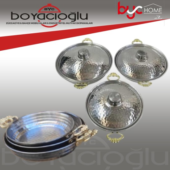 DÖVME 3LÜ ALÜMİNYUM SAHAN OMLET SET KAPAKLI DÖVME 3LÜ ALÜMİNYUM SAHAN OMLET SET KAPAKLI