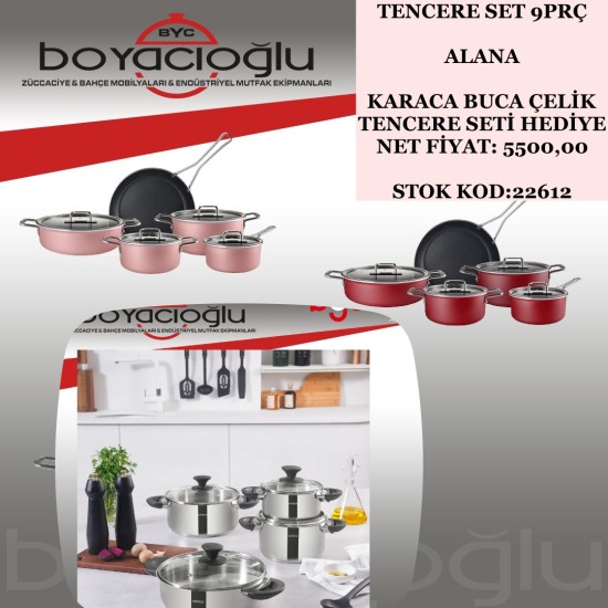 KARACA MASTERMAİD TENCERE 9PRÇ ALANA BUCA HEDİYE