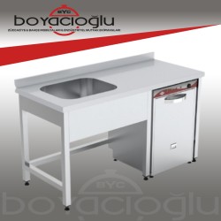 BYC INOX BYM UYUMLU TEK EVYELİ ÇALIŞMA TEZGAHI 180X70X85