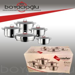 HASCEVHER 304 ENZO ÇELİK TENCERE SETİ 10PRÇ