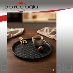 BYC SİYAH ÇİÇEKLİ SUNUM TEPSİ