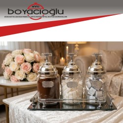 BYC ÜÇLÜ LÜKS İSTEME KAVANOZ SETİ AYNALI 292S