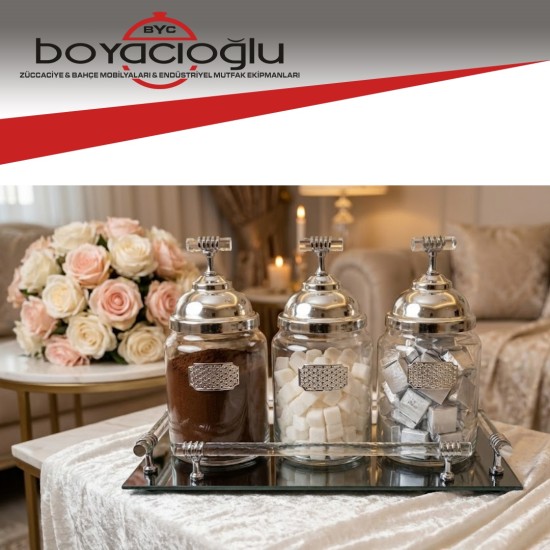 BYC ÜÇLÜ LÜKS İSTEME KAVANOZ SETİ AYNALI 292S