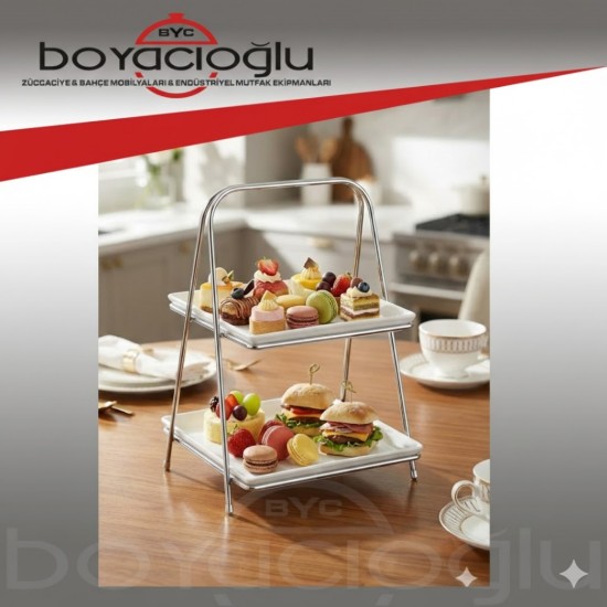 KARE PRAMİT SUNUMLUK İKİ KAT KÇK