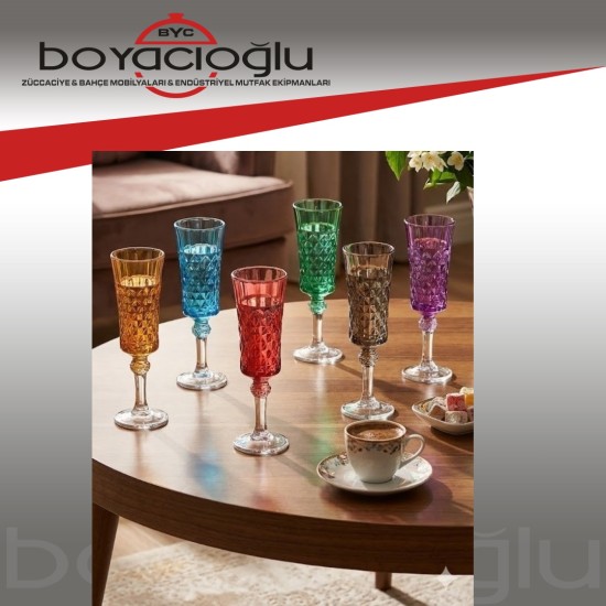 HERENCİA YASEMİN BOYALI FLÜT KAHVE YANI BARDAK 6LI