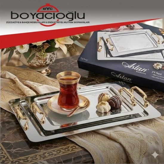 ASLAN SARAY İKİLİ METAL YÜZÜK TEPSİ