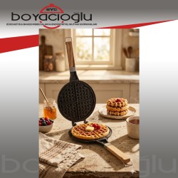 WAFFLE EL TOST MAKİNESİ AHŞAP SAP