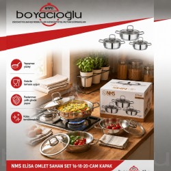 NMS ELİSA OMLET SAHAN SET 16-18-20-CAM KAPAK