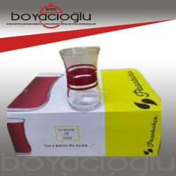 30020 OPTİKLİ KIRMIZI KUŞAK ÇAY BARDAK