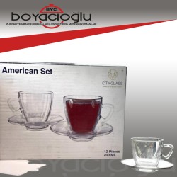 CİTYGLASS AMERİKAN CAM FİNCAN ÇAY SETİ 