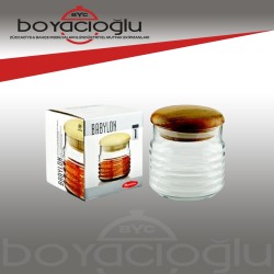 43163 PAŞABAHÇE BABYLON AHŞAP KAPAKLI KAVANOZ (KL12)