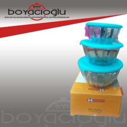 ROSİTA 3LÜ KAPAKLI CAM SAKLAMA KABI 14-16-18