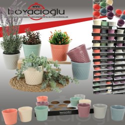 KERAMİKA 14CM SERAMİK ROLYEFLİ SAKSI