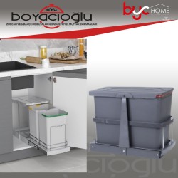ACERO TELESKOPİK RAYLI DOLAP İÇİ ÇÖP KOVASI 24LT